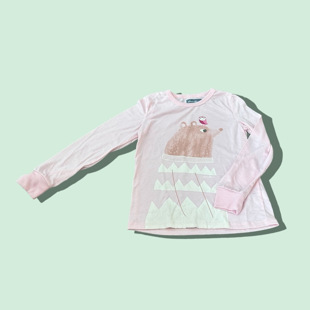 Little Girls Eddie Bauer Light Pink Long Sleeve Crewneck Shirt Size Small 7/8